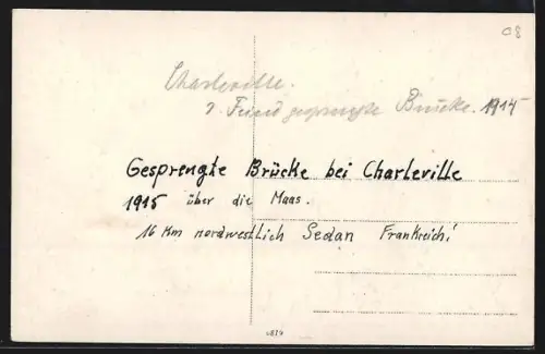 Foto-AK Charleville, Un pont détruit