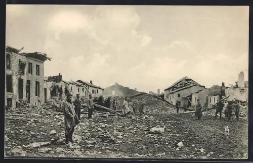 AK Mouton, Vue de le village détruit