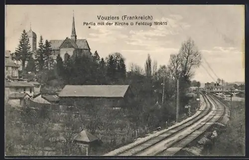 AK Vouziers, Partie mit Kirche