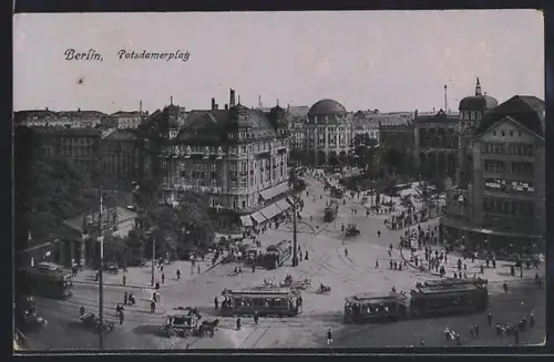 AK Berlin-Tiergarten, Potsdamerplatz mit Strassenbahn