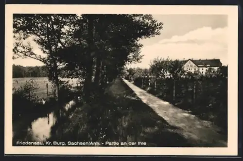 AK Friedensau /Burg, Partie an der Ihle