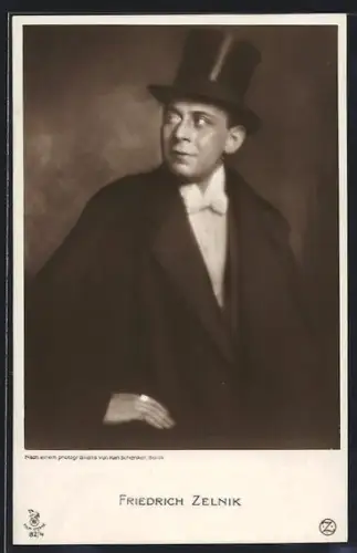AK Schauspieler Friedrich Zelnik mit Hut und Mantel