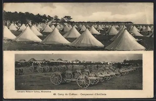 AK Châlons, Camp de Châlons, Campement d`Artillerie