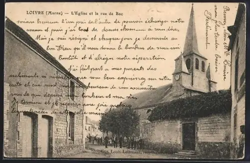 AK Loivre /Marne, L`Église et la rue de Bac