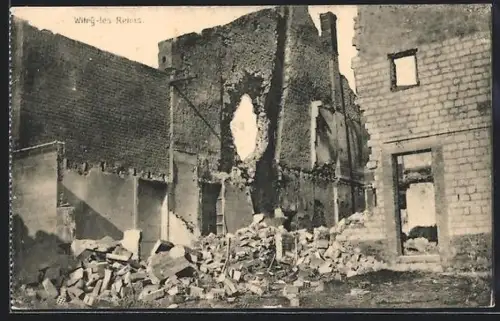 AK Witry-lès-Reims, Ruines des bâtiments après le bombardement