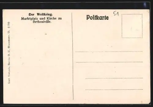 AK Betheniville, Marktplatz mit Kirche