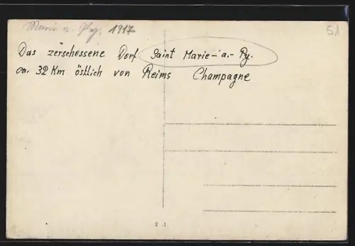 Foto-AK Saint Marie-à-Py, Das zerstörte Dorf