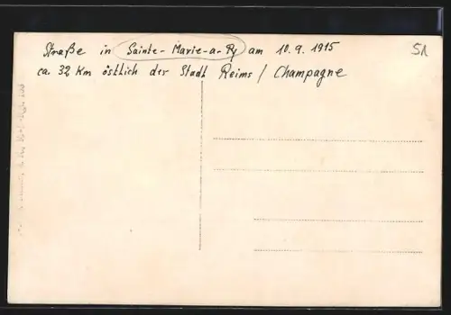 Foto-AK Sainte-Marie-à-Py, Ruinen im Ort 1915