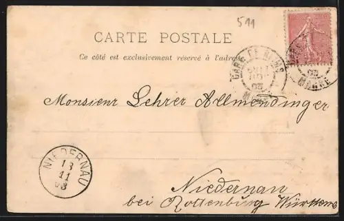 AK Reims, Place de l`Esplanade avec bâtiments historiques et passants