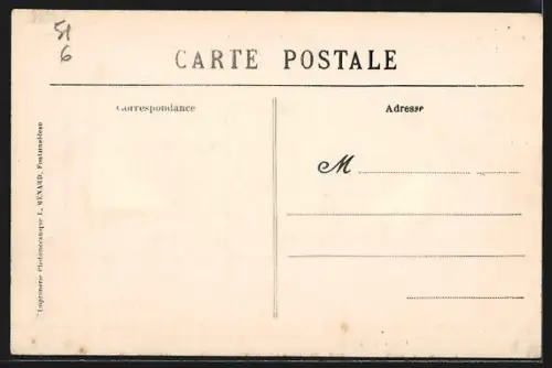 AK Sommesous, Aspect de la Grande Rue, près la rue de la Gare, après le bombardement