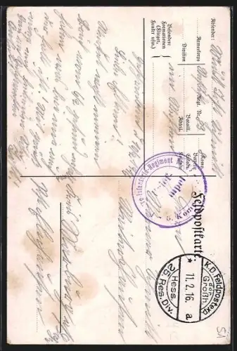 AK Binarville, Église du village avec deux personnes sur le chemin