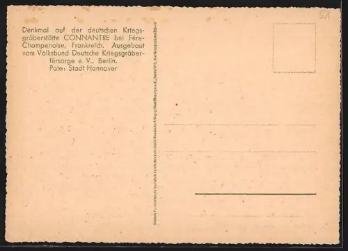 AK Connantre, Deutsche Kriegsgräberstätte, Denkmal