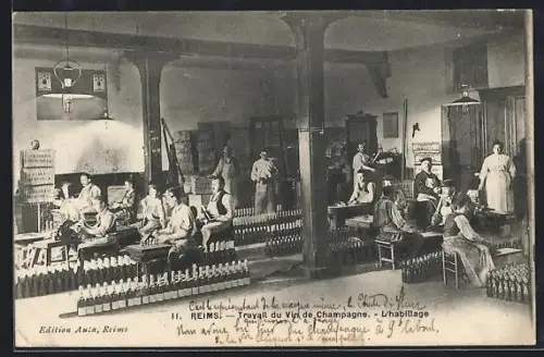 AK Reims, Travail du Vin de Champagne, L`habillage