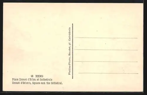 AK Reims, Place Drouet d`Erlon et Cathédrale en ruines