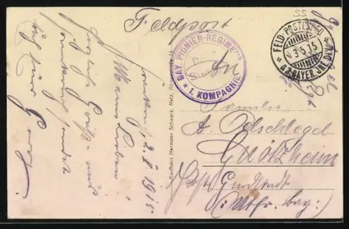 AK St. Mihiel, Maasbrücke die v. d. Franzosen immer wieder beschossen wird