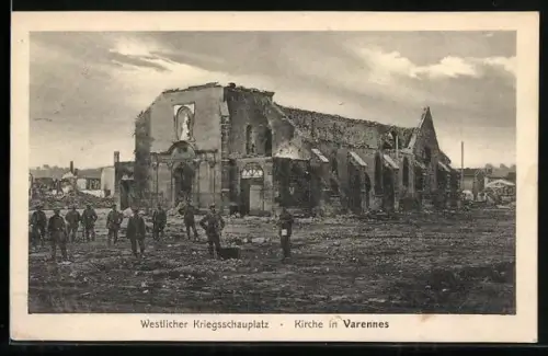 AK Varennes, Westlicher Kriegsschauplatz bei der Kirche