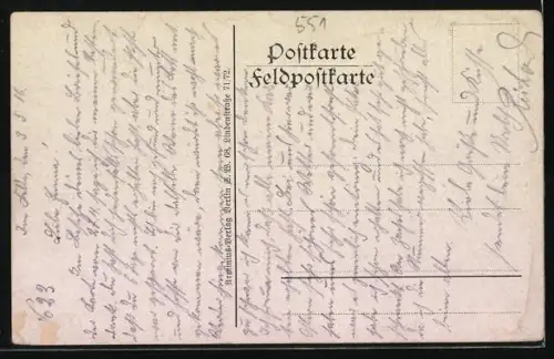 AK Mangiennes, Panorama avec une église