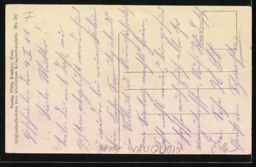 AK Vauquois, Die durch Artilleriefeuer zerstörte Kirche