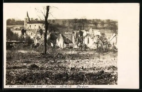 Foto-AK Flabas /Verdun, Zerschossener Ort