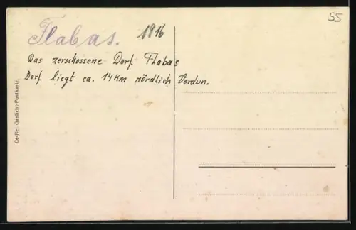 Foto-AK Flabas /Verdun, Zerschossener Ort