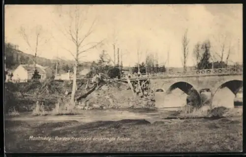 AK Montmedy, Ansicht der von den Franzosen gesprengten Brücke