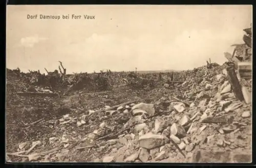 AK Damloup /Fort Vaux, Vue sur le village complètement en ruines