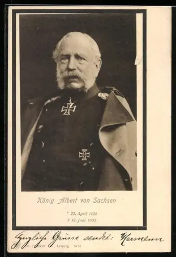 AK König Albert von Sachsen mit Eisernem Kreuz