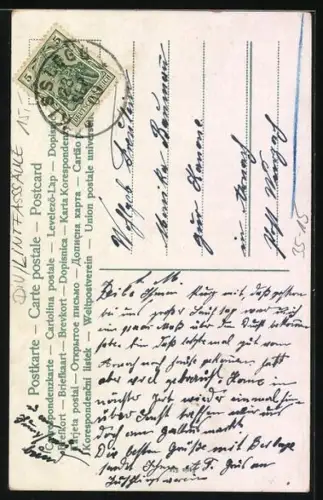 Künstler-AK Litfasssäule mit Aufruf zu grossem Biertrinken