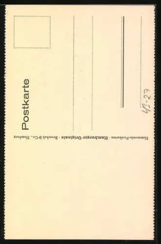 AK Hamburg, Kirchhoff, eine Frau kniet vor dem wohlhabenden Mann mit Zylinder