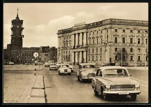 AK Berlin, EMW und Wartburg 311 vor dem Rathaus