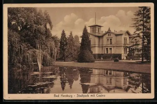 AK Bad Harzburg, Stadtpark mit Casino und Wasserpartie