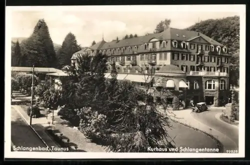 AK Schlangenbad /Taunus, Kurhaus und Schlangentanne mit Grünanlagen