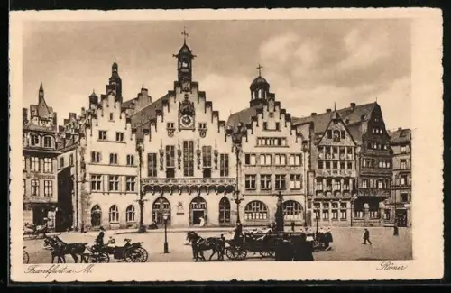 AK Alt-Frankfurt, Strassenpartie mit Römer, Rathaus