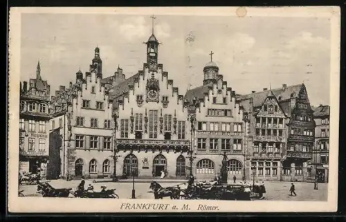AK Alt-Frankfurt, Strassenpartie mit Römer, Rathaus