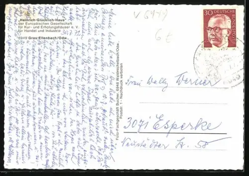 AK Gras-Ellenbach /Odw., Heinrich-Glücklich-Haus der Europäischen Gesellschaft für Kur- und Erholungshäuser für Handel