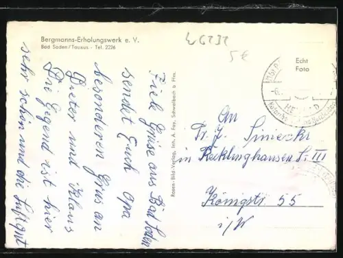 AK Bad Soden /Taunus, Speisesaal des Bergmanns-Erholungswerks e.V.