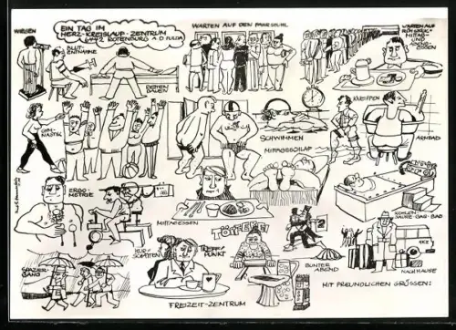 Künstler-AK Rotenburg a. d. Fulda, Herz- und Kreislaufzentrum, Aufenthaltsablauf