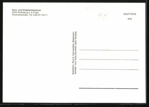 Künstler-AK Rotenburg a. d. Fulda, Herz- und Kreislaufzentrum, Aufenthaltsablauf