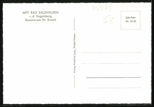 AK Bad Salzhausen v. d. Vogelsberg, Sanatorium Dr. Knoell, Aussenperspektive