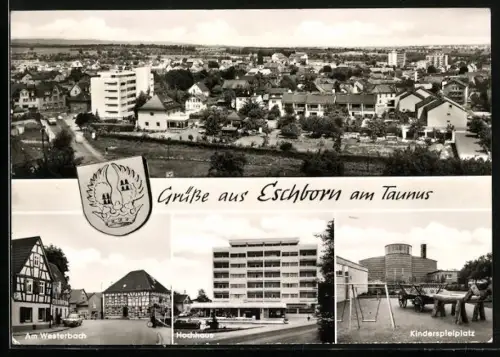 AK Eschborn am Taunus, Totalansicht des Ortes, Am Westerbach, Kinderspielplatz