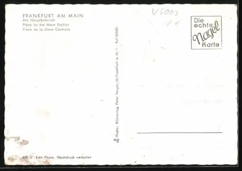 AK Frankfurt am Main, Am Hauptbahnhof mit Strassenbahnen