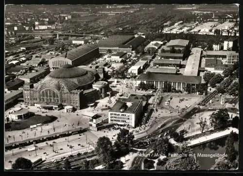 AK Frankfurt-Westend, Festhalle mit Messegelände aus der Vogelschau