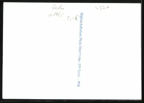 Foto-AK Goslar, Teilansicht des Ortes mit Bank