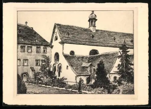 Künstler-AK H. Landgrebe: Eltville, Kloster Eberbach, Kirche und Abtsbau