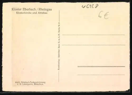 Künstler-AK H. Landgrebe: Eltville, Kloster Eberbach, Kirche und Abtsbau