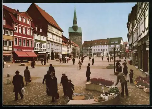 AK Osterode /Harz, Fussgängerzone Kornmarkt mit Eggers Fleischspezialitäten