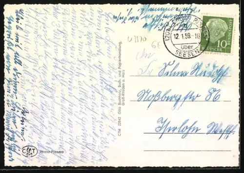 AK Grossrhüden, Blick auf die Kicrhe, Rathaus, St. Georg Schule