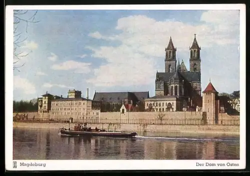 AK Magdeburg, Der Dom von Osten mit Wasserpartie