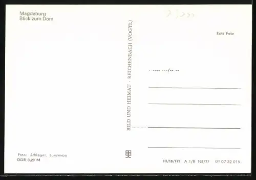 AK Magdeburg, Blick zum Dom mit Flusspartie