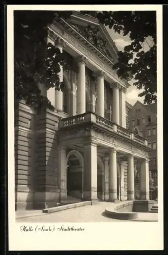 AK Halle /Saale, Eingang zum Stadttheater